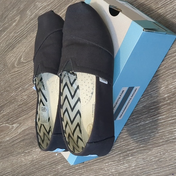 Toms Alpargata Men's Recycled Cotton Canvas Slip On Trainers In Black Size 8 - Picture 5 of 7